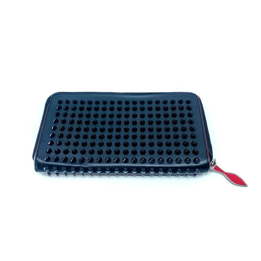 Christian Louboutin PANETTONE Black Spike Leather Clutch Wallet
